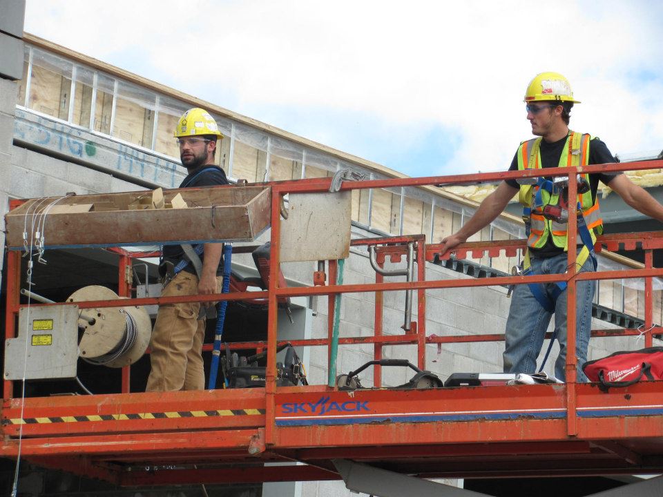 Topline Electric crew working on a commercial construction project
