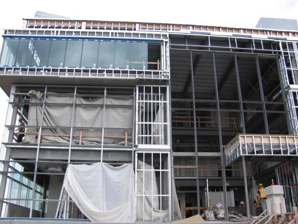 Steel framing and glass installation on a commercial project